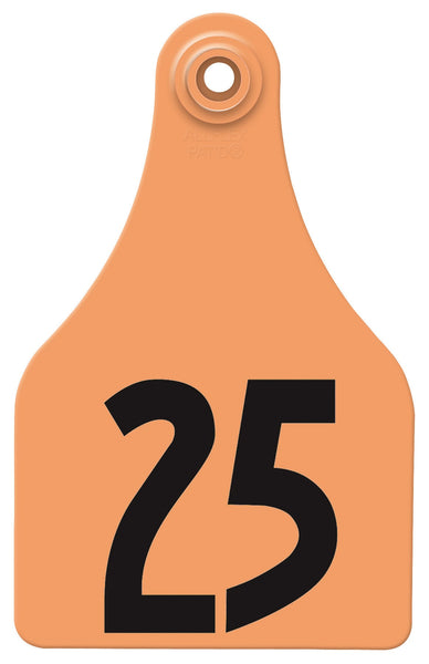 Allflex Pre-Numbered Super Maxi tags in bags of 25- Orange