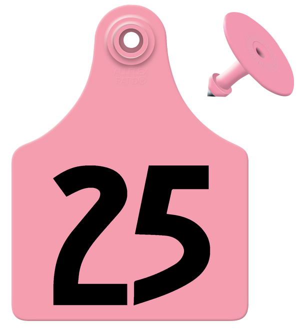 Allflex Pre-Numbered Maxi tags in bags of 25- Pink
