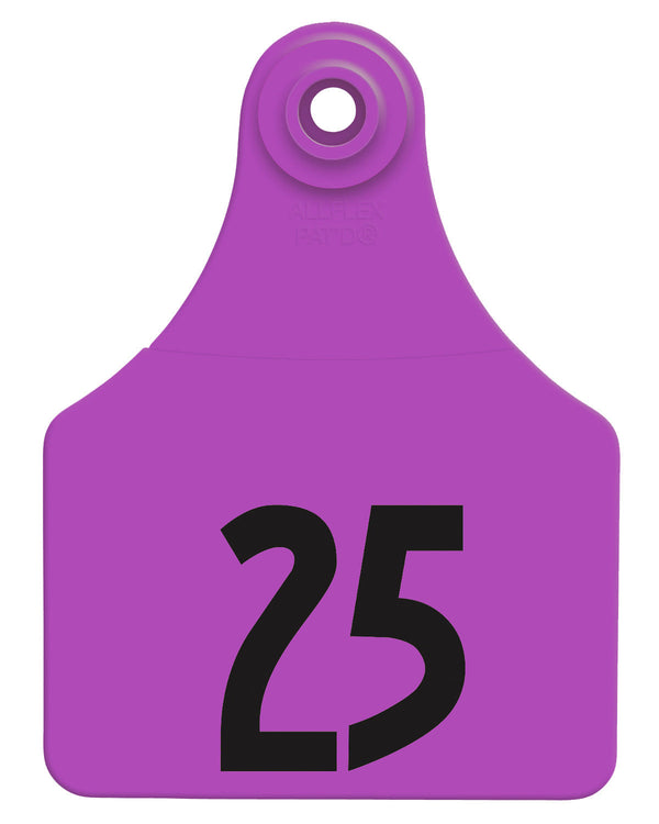 Allflex Pre-Numbered Large tags in bags of 25- Classic Purple