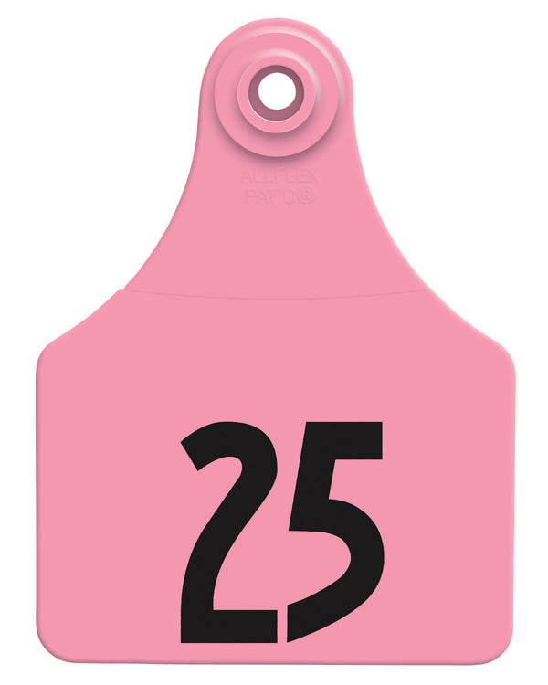 Allflex Pre-Numbered Large tags in bags of 25- Pink