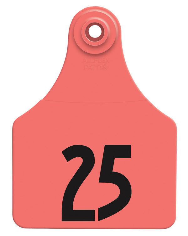 Allflex Pre-Numbered Large tags in bags of 25- Red
