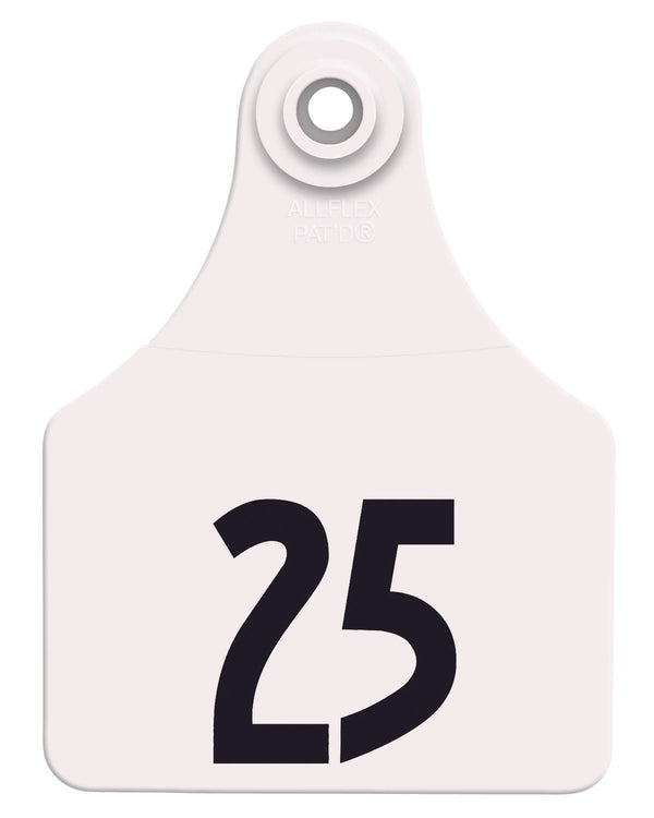 Allflex Pre-Numbered Large tags in bags of 25- White