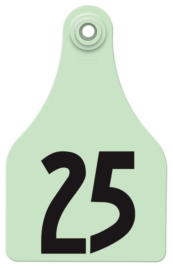 Allflex Pre-Numbered Super Maxi tags in bags of 25- Green