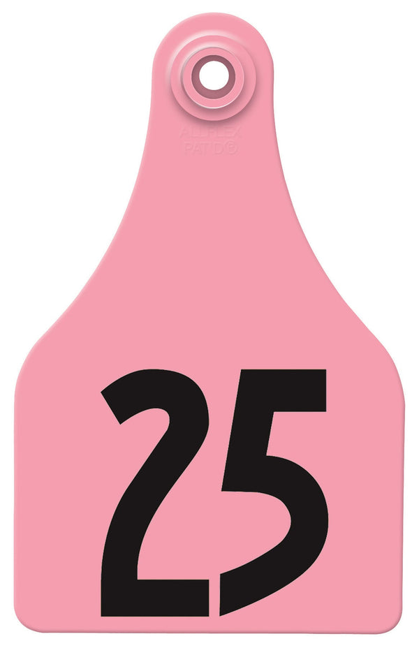 Allflex Pre-Numbered Super Maxi tags in bags of 25- Pink