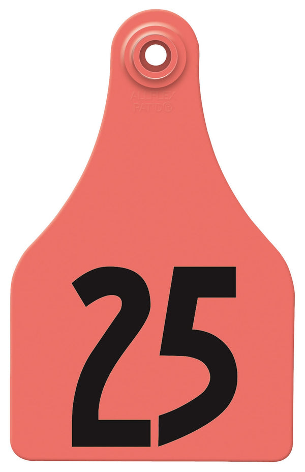 Allflex Pre-Numbered Super Maxi tags in bags of 25- Red