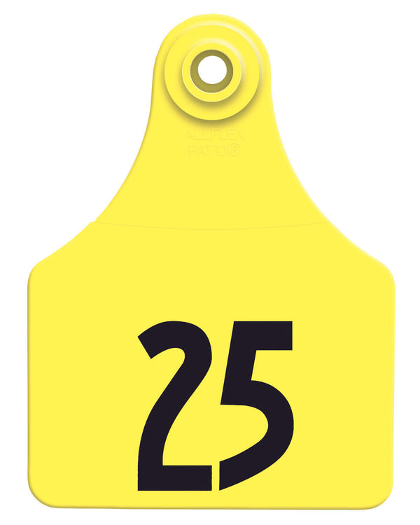Allflex Pre-Numbered Large tags in bags of 25- Yellow